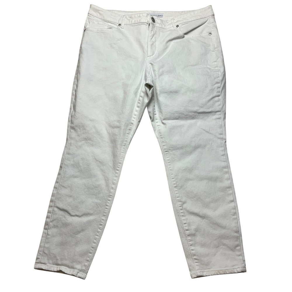 LOFT Jeans Womens 33/16 White Curvy Skinny Slim Pockets Denim Pants